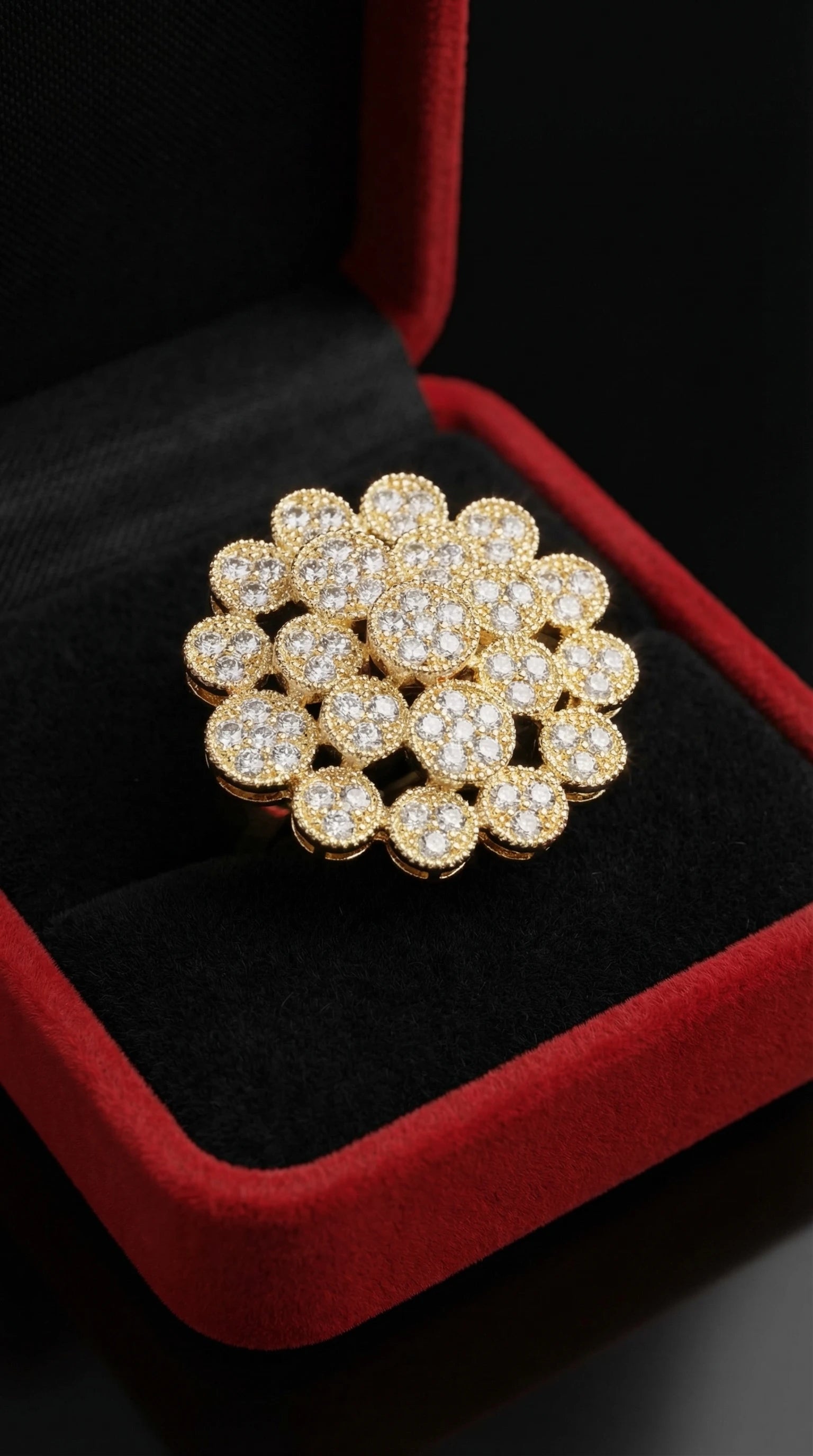 Luxe Gold Plated Flower Cluster Ring
